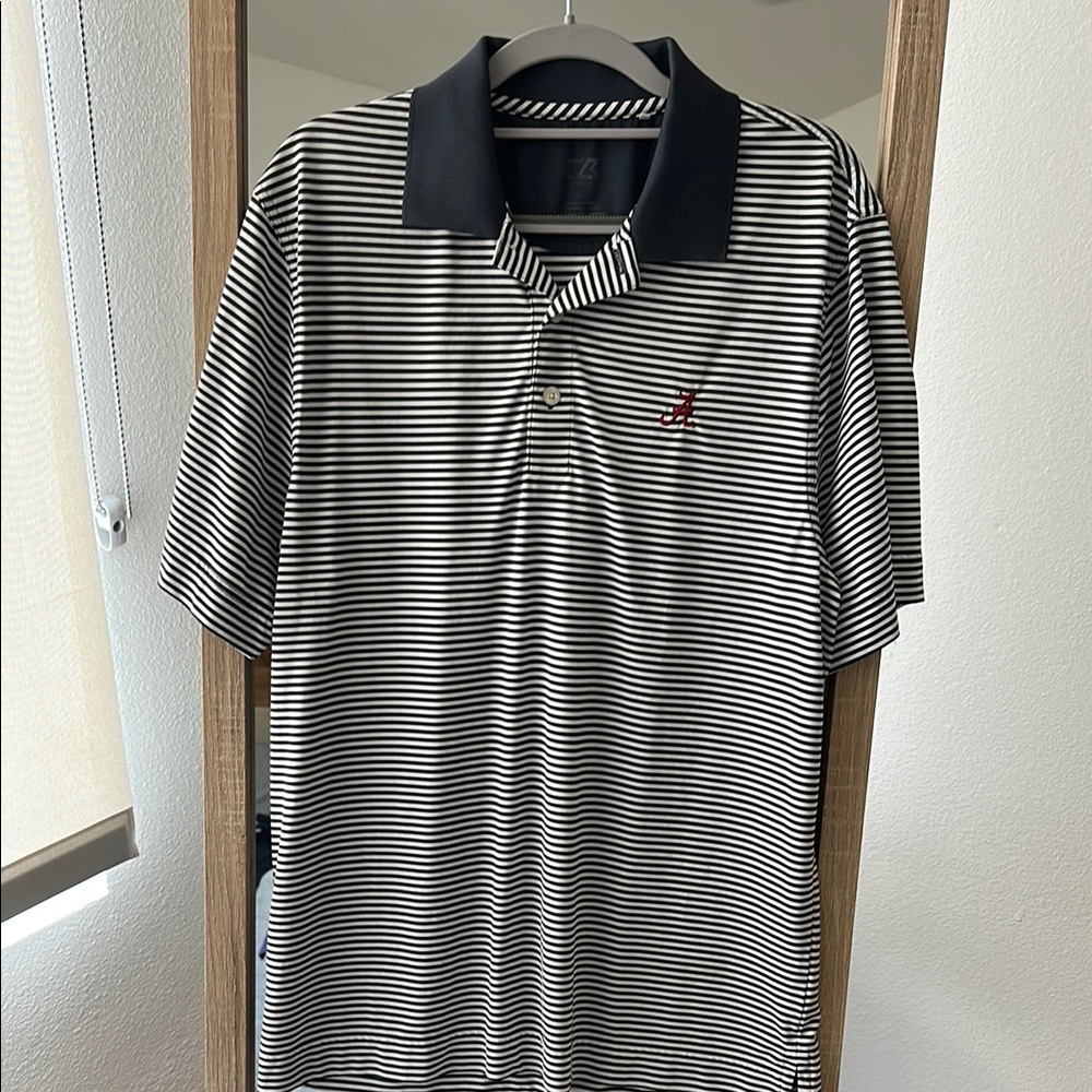 Cutter & Buck Black and White Polo Shirt with Stripes
